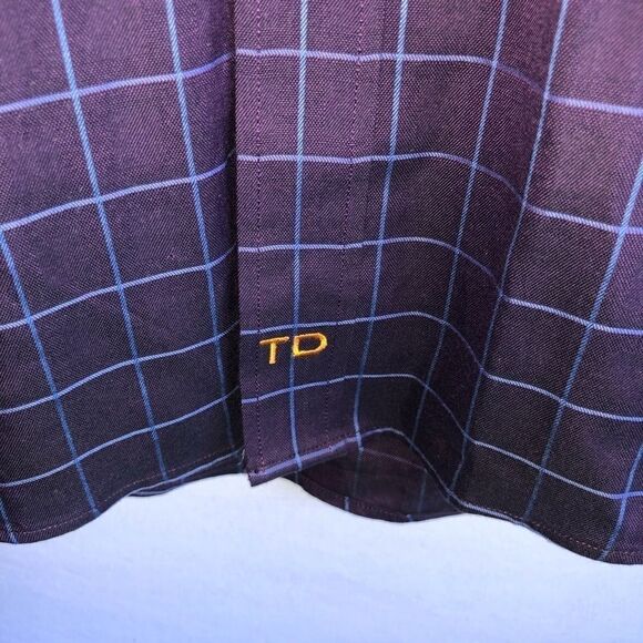 Men's Thomas Dean Purple & Blue Check Button Down Shirt - Picture 5 of 9
